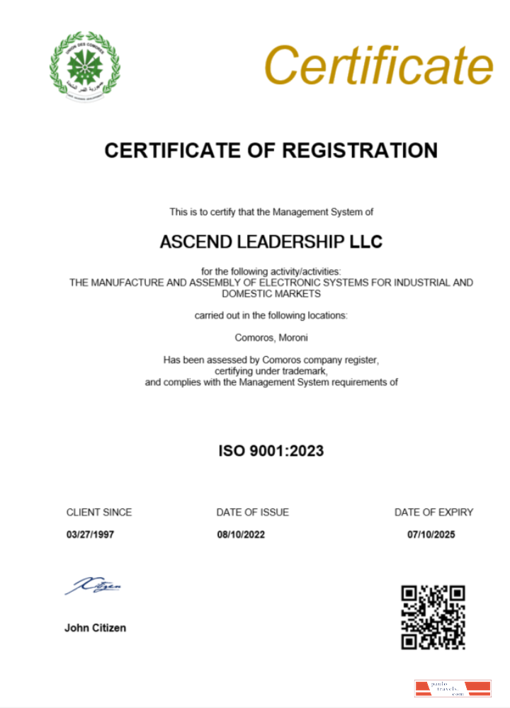 Comoros certificate of registration Word and PDF template scr